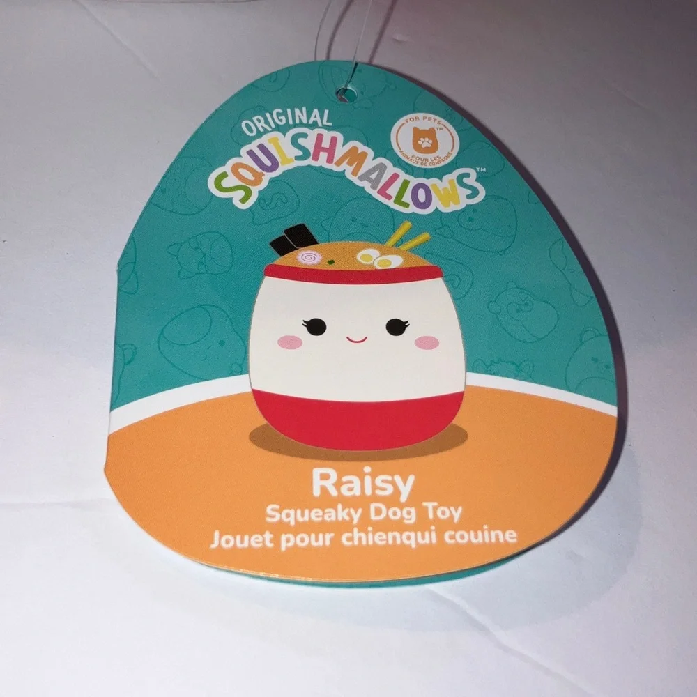 Squishmallows Raisy & Olexa 8” Squeak & Crinkle Dog Toy‎